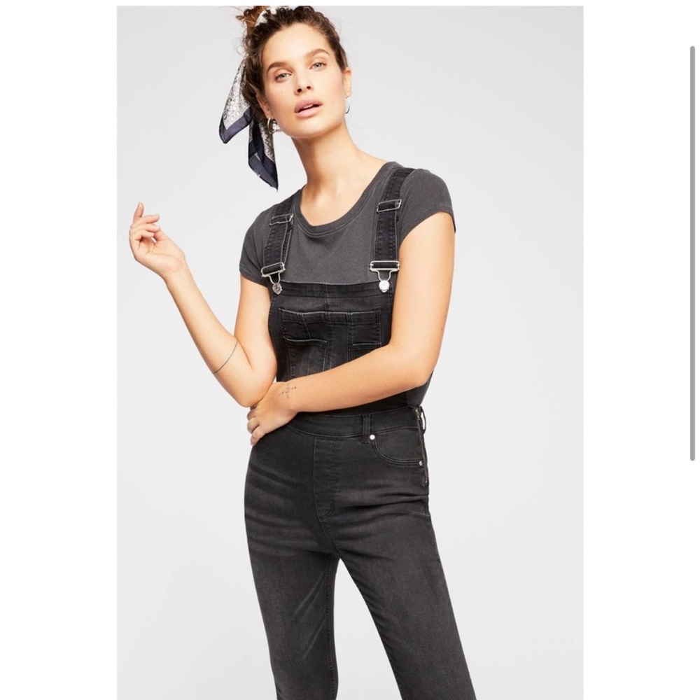 Free People Black Overalls